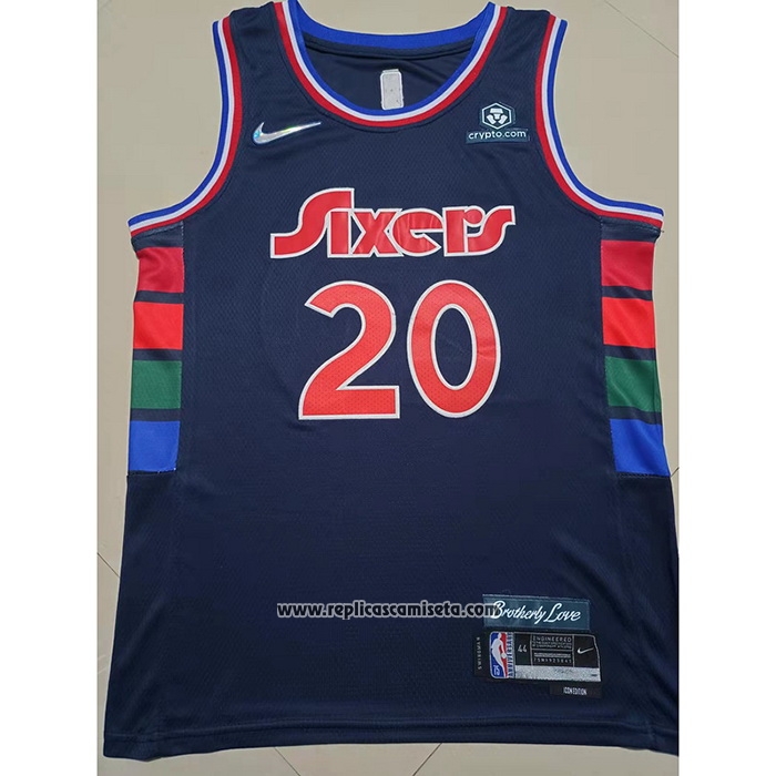 Camiseta Philadelphia 76ers Georges Niang #20 Ciudad 2021-22 Azul